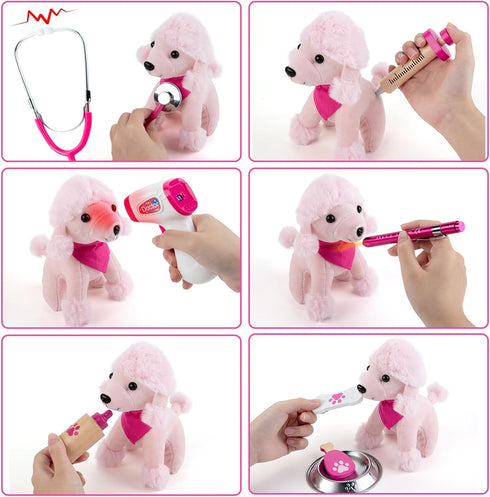 36 Playset 3-5 Doctor Kit for Girls, Pcs Veterinarian for Kids, Doctor Kit for Toddlers with Dog Toy & Real