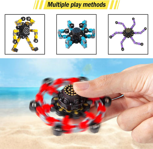 Transformable Fidget Spinners 2 Pcs, Stress Relief Sensory Toys for Kids and Adults, Fingertip Gyros for Boys and Girls.