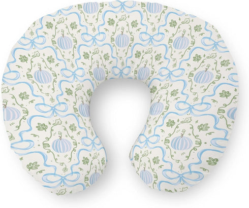 Selgkds Fall Blue Pumpkins Bows Gingham Nursing Pillow Covers Autumn Thanksgiving Harvest Soft