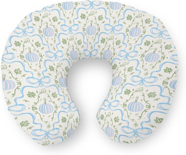 Selgkds Fall Blue Pumpkins Bows Gingham Nursing Pillow Covers Autumn Thanksgiving Harvest Soft