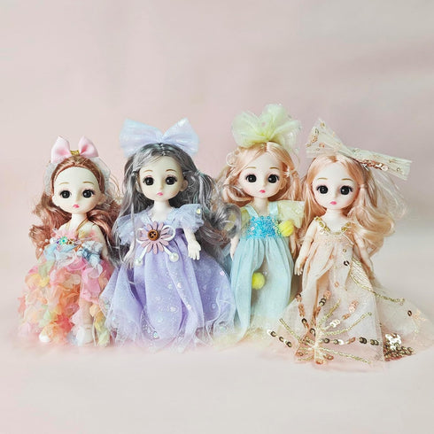 TNDCKP 4 6 Inch 3+ Pcs Princess Girl Mini Dolls, Small Princess Dolls, Little Girl Miniature for Year Old Girls