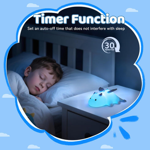 Ammonite 8 Dragon Night Light, Cute Dragon Lamp with Color Lights, Soft Silicone Kids Nursery Nightlight LED Touch