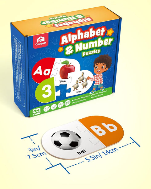36pcs 3 4 5 Coogam Learning Alphabet Matching Game, Self-Correcting Sight Words Letter Number Cards, Fine Motor