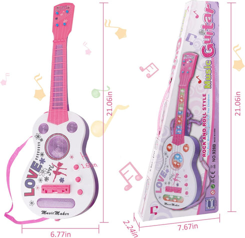 M SANMERSEN Kids Electric Guitar 4 Strings Musical Toy with Flash Light, Educational Gift for Boys Girls Children