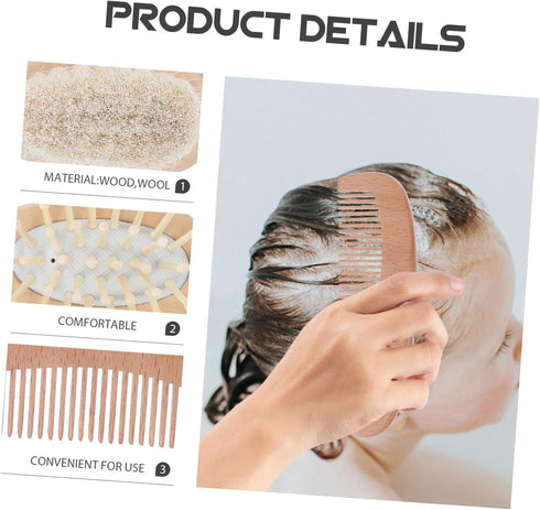 HEALSOPTHY 1Set Set Hair Brush Grooming Kit for Newborns Includes Scalp Scrubber Soft Brush and Comb for Gentle Daily