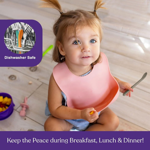 First Stage Silicone Baby Spoon – Self Feeding Baby Utensils – Soft & Gentle on Gums - BPA Free (Pastel4)
