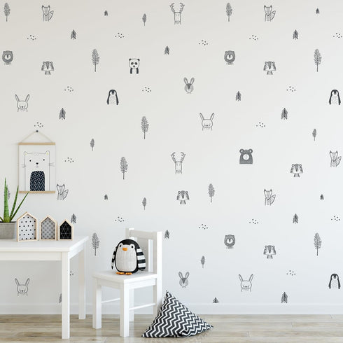 Stylish Animal Wall Stickers - Nursery, Toddler, Kids Jungle Designs, Easy to Apply Baby Wall Stickers