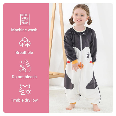 Girls,Penguin,5-6Years MICHLEY Baby Sleeping Bag Sack Long Sleeve with Feet Winter Swaddle Wearable Blanket for Boys