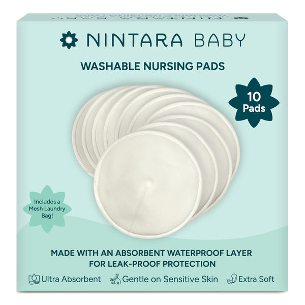 Nintara Baby Reusable Nursing Pads Soft & Absorbent Breast Pads, Bamboo Viscose