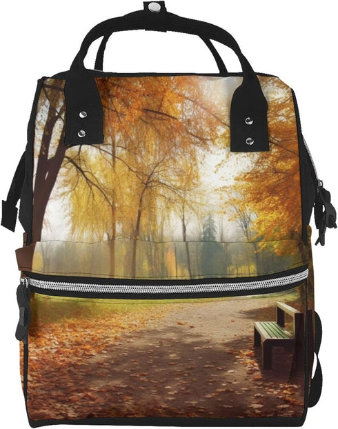 HCBPWVQA Autumn Park Diaper Bag with Changing Pad and Pacifier Holder, Multifunction Laptop