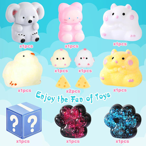 10Pack, Taba Squishy Fufu Squishy Fidget Toys Kit, Include Squishies Chick Toys, Cat Paws, Hamster, Stress Relief Toy