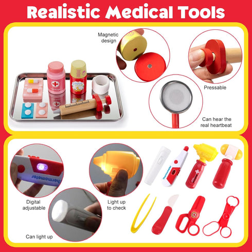 XZZO 36 Playset 3-5 Set Doctor Kit for Kids, Pcs Pretend Doctor kit for Toddlers with Medical Bag & Real Stethoscope