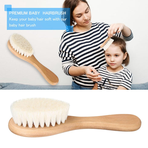 Baby Hair Brush,Wooden Handle Soft Goat Hair Baby Infant Head Massage Grooming Comb Newborns Toddlers Wood Hairbrush for Scalp Health Prevent