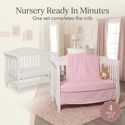 4 Set Set Set EVERYDAY KIDS Pc Crib Bedding for Girls Nursery Includes Baby Bed Quilt, Fitted Sheet, Dust Ruffle