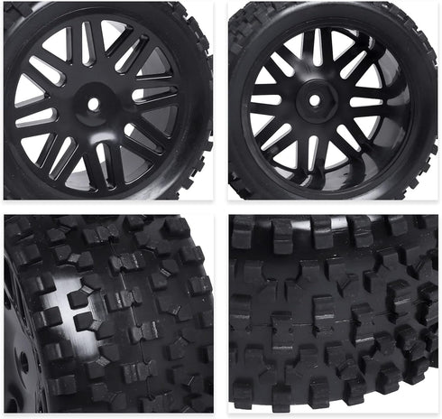 HobbyPark 12mm Hex Hub Front & Rear Wheels and Tires with Foam for Redcat Shockwave, Tornado Epx, S30