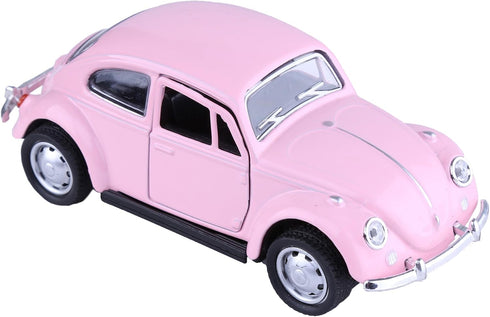 Berry President 1967 Classic Beetle Bug Vintage 1/32 Scale Diecast Metal Pull Back Car Model Toy (Pink)