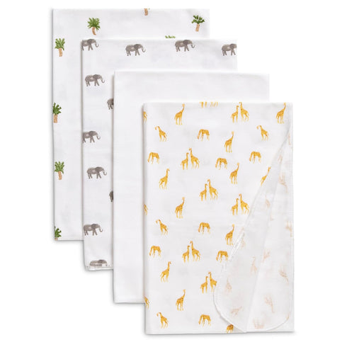 Delta Children 100% Cotton Flannel Baby Receiving Blankets for Girls and Boys – 30x30 Inches (Pack of 4)
