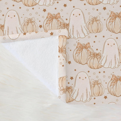 Selgkds 60x80inch Pastel Pumpkin Halloween Fall Baby Blankets for Boy Girl Autumn Pumpkins Bows Stars Infants Toddler