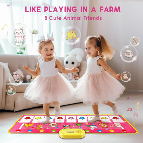 1 2 3 Floor Piano Mat for Toddlers, M SANMERSEN Kids Sensory Educational Dancing Keyboard Musical Mat, Animal Touch