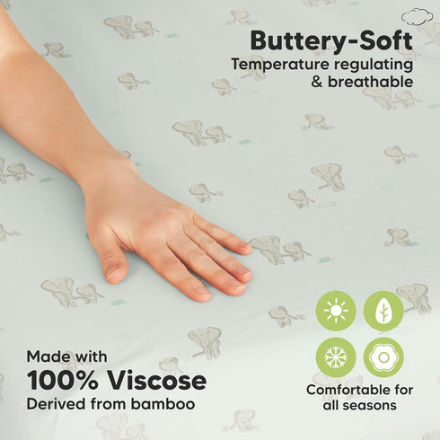 Pack 2-Pack Pack 38x26, Cozy, and Play Sheets Fitted - Mini Crib Sheets for N Play Mattress Soft & Neutral Toddler