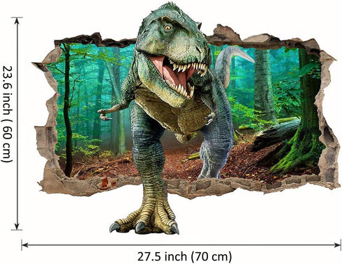 Supzone Dinosaur Wall Stickers, Broken 3D Decorative Wall Decals for Boys Bedroom, Baby Nursery, Children’s Wall Decor