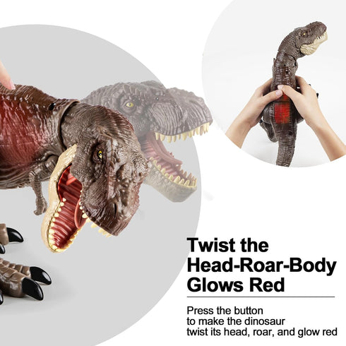 3-5 6 7 8 Tyrannosaurus Rex Action Figure Toy - Continuing Head Strike T Rex Dinosaur Toy with Roar & Light Up, Neck