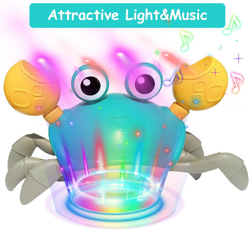 Baby Toys Crawling Crab - Infant Tummy Time Light-up Musical Toys for 0-12 Months, Interactive Toddler Gifts