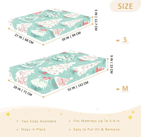 Bseiialft 52 28 Colorful Christmas Trees Snow Crib Sheets for Boys Girls Soft and Breathable Cotton Baby Sheets
