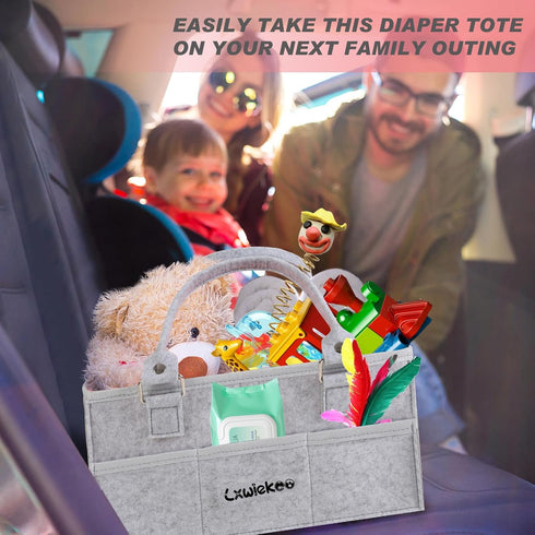 LXWIEKCO Large Baby Diaper Caddy Organizer - Nursery Storage Basket Tote Bag, Portable Diaper Storage Bin for Changing