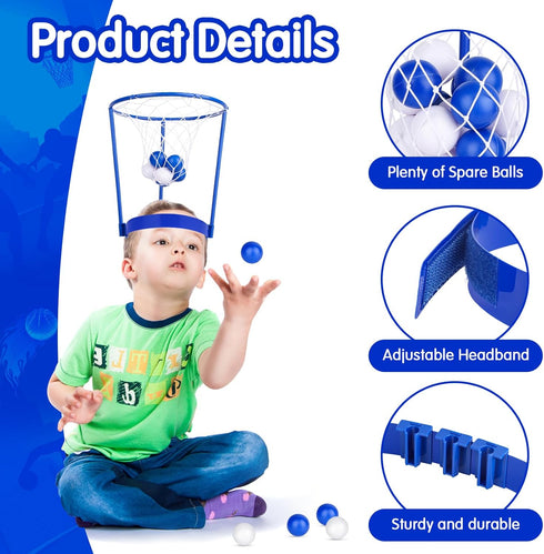 3 Pack Adjustable Head Hoop Basketball Party Game for Kids and Adults with 40 Balls for Indoor Outdoor Fun Activities