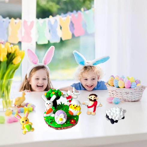 Sets LAHAND Easter Air Dry Clay Kits for Kids,DIY Model Magic Clays,JesusBunnyEggs Craft DIY kit, This Clay Can be Used