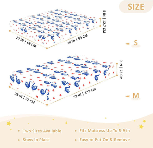 miaozhen 1 Pack 52x28 Cotton Baby Crib Sheets for Boys Girls Ultra Soft Cartoon Animal Swan Red Heart Muslin Crib