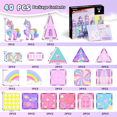 3-5 4-8, 3+ GobiDex Magnetic Building Blocks Unicorn Toys for Girls, Princess Magnetic Tiles Building Toys for Kids