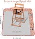 55"x55"Jumbo 4-Layer Thick Baby Splat Mat for Under High Chair, Large Heavy Duty Waterproof Spill Mat, Washable, Extra