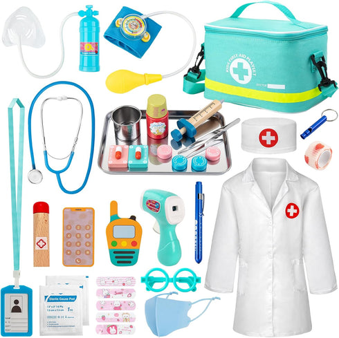 Sundaymot Doctor Kit for Kids, 34 Pcs Pretend Playset for Toddlers, Doctor