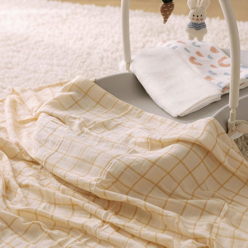 47 47 inches, HECCEI Muslin Swaddle Blanket - Large Baby Muslin Blanket x Breathable & Soft Gender Neutral Receiving