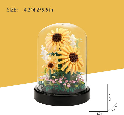 545 14+, Sunflower DIY Building Blocks Kit - PCS Botanical Flower Bouquet Micro Bricks for Adults and Ages Creative