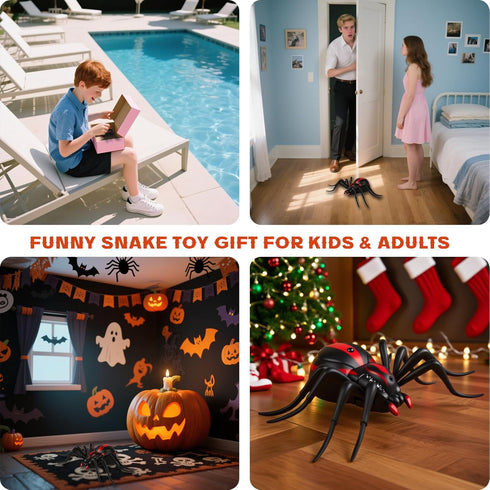 Pixibond Remote Control Spider Toy, Realistic RC Spider Electronic Animal Toy with LED Eyes & Wriggling Legs Electric