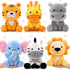6 Pcs Small Stuffed Safari Animals, 7 Inch Plush Jungle Toys - Lion, Zebra, Giraffe, Tiger, Hippo, Elephant