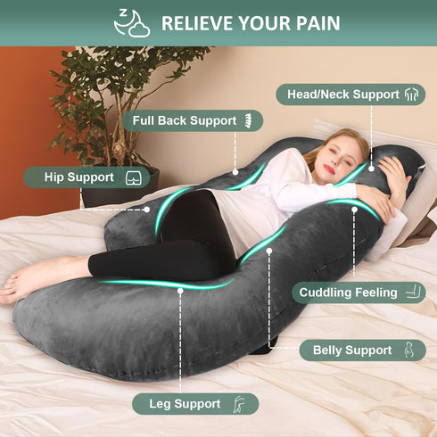 58 inch, Chilling Home Pregnancy Pillow, U Shaped Pregnancy Pillows for Sleeping Full Body Pillow Maternity Pillow