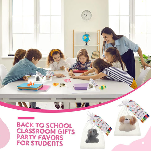 24 Set Welcome Back to School Gifts, Mini Animal Plush Toy for First Day of School, Classroom Goodie Bag Fillers