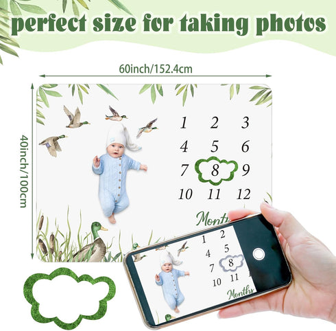 40"x60" Preboun Baby Monthly Milestone Blanket Mallard Duck Months Blanket Photo Props Mallard Duck Stuff Growth Chart