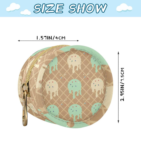 PYBUG Ice Cream Round Pacifier Storage Case, Polyester & TPU Lined with Hook Buckle, Pacifier Container Box for Baby