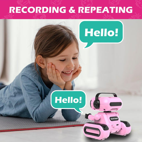 5-7, Robot Toys for Girls, Rechargeable Remote Control Toys for Girls Kids Toy Robots with Auto-Demo, Recording