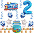 Weenkeey 2nd 2 Birthday Train Balloons - Giant Aluminum Foil Balloon Number Mylar for Railroad Party - Blue