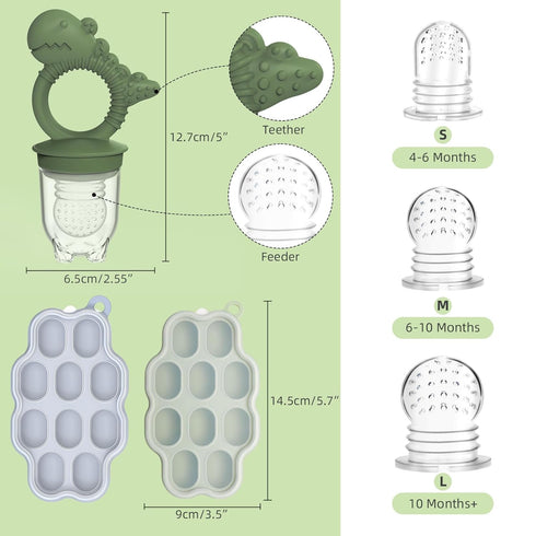 Baby Breastmilk Popsicle Molds & Fruit Feeder Pacifier, Silicone Baby Food Freezer Tray Storage Containers for Infant
