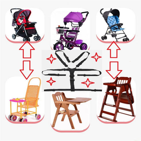 5 Point Harness Baby Safety Belt for Universal High Chair Seat, Wooden High Chair Pushchair