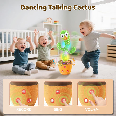 1 0-6 6-12 SANJOIN Cactus Baby Toy Talking Dancing Singing Adjustable Volume, Baby Girl for Year Old, Infant Toys