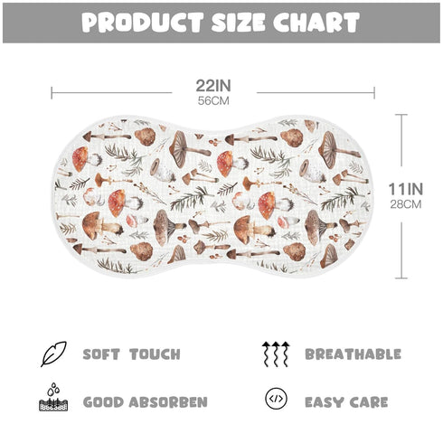 KICPOAY Set 2, 22 11 Inch Muslin Baby Burp Cloths of Soft Absorbent Simple Wild Mushrooms Muslin Washcloths, Bibs, Face