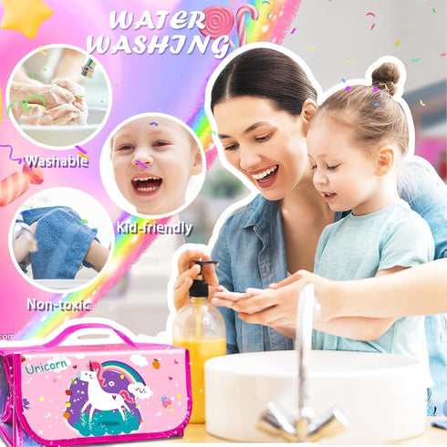 56 4-6-8 4-8 56) weirtoya PCS Washable Scented Markers with Glitter Pencil Case, Mermaid Unicorn Arts and Crafts